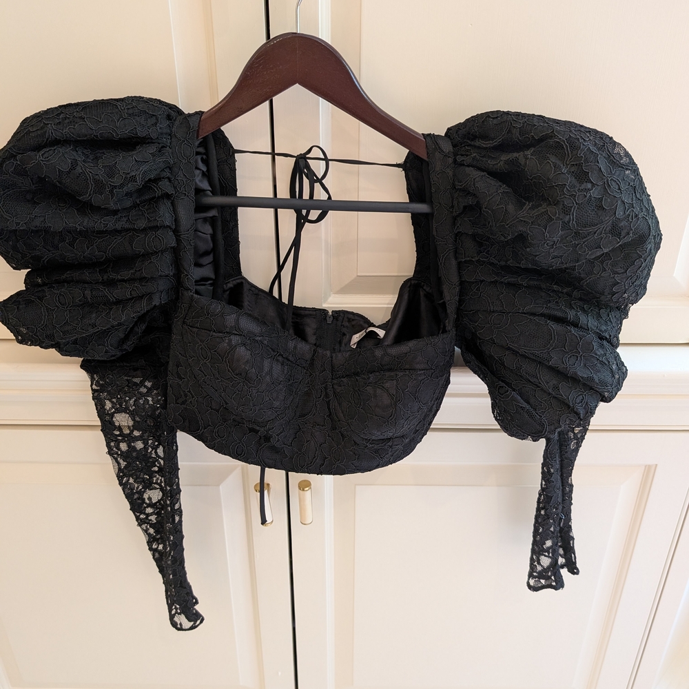 Black Ruffled Bubble Mini Skirt - Picture 5 of 7